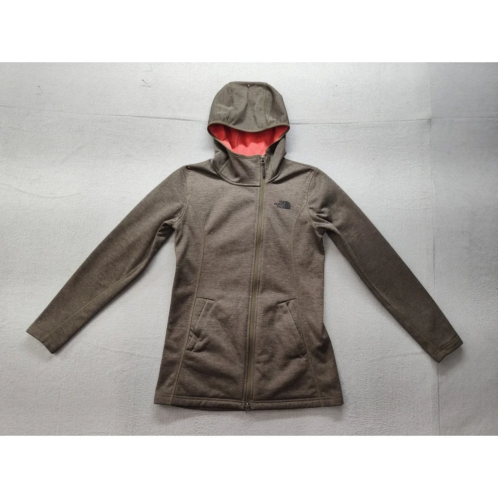 The North Face Womens Shelbe Raschel Fleece Hoodie Olive Green Coral Small